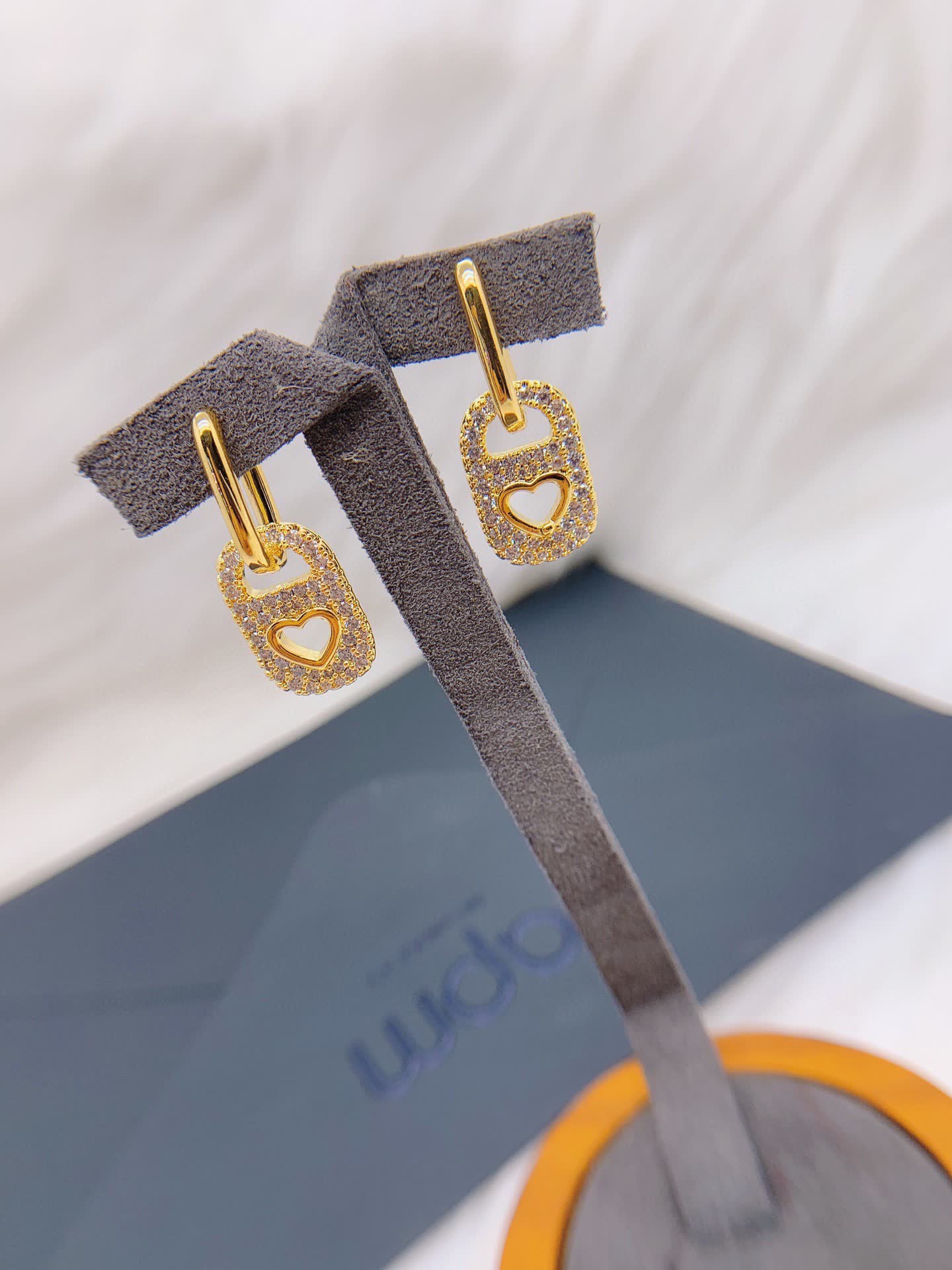 APM Monaco Gold Heart Lock Earrings